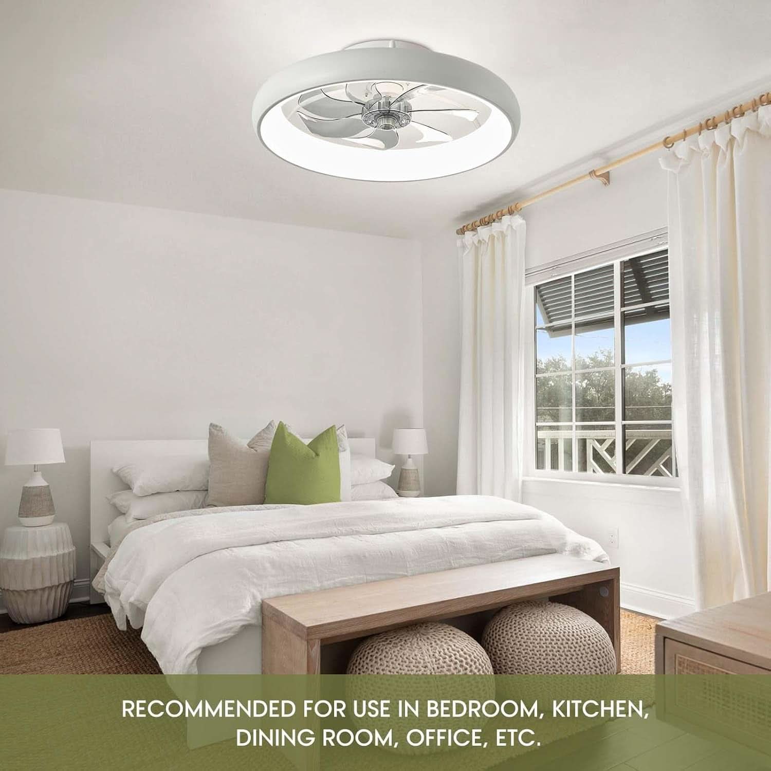 20 Inch Flush Mount Ceiling Fan With Smart Control