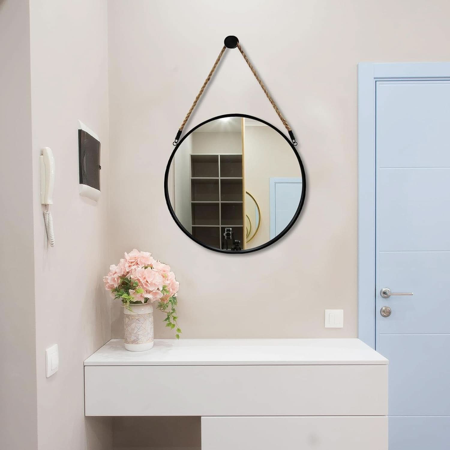 20 Inch Round Hanging Mirror Wall Mounted Classic