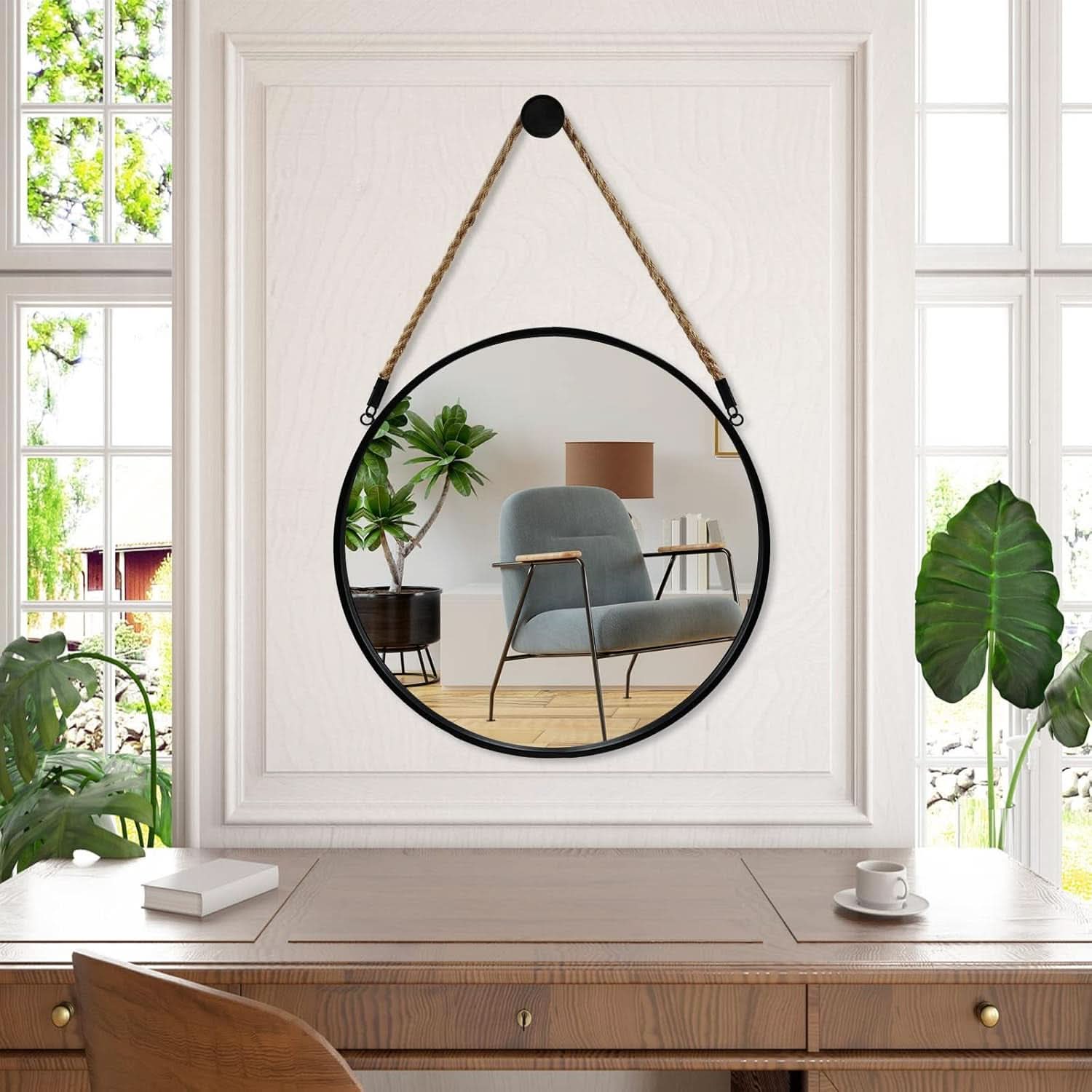 20 Inch Round Hanging Mirror Wall Mounted Classic