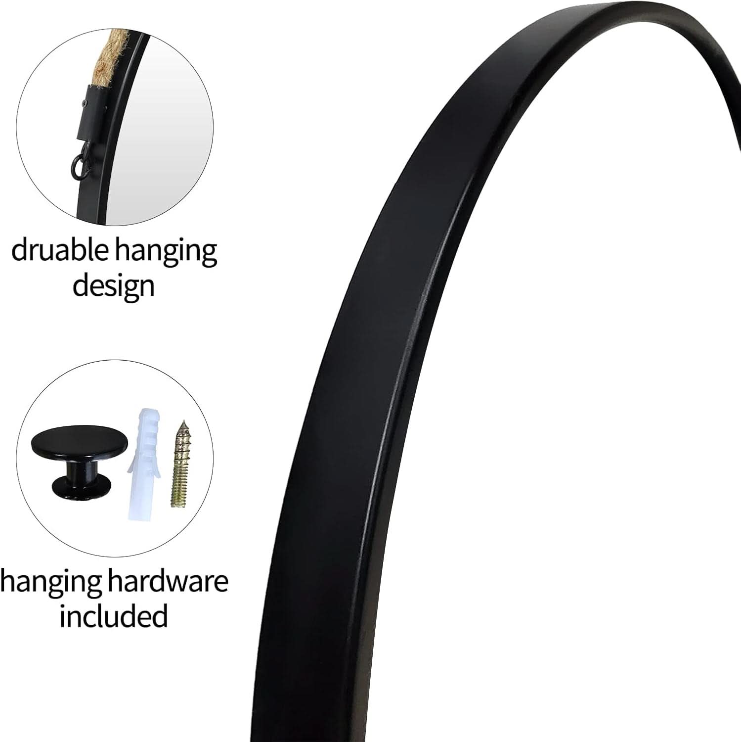 20 Inch Round Hanging Mirror Wall Mounted Classic