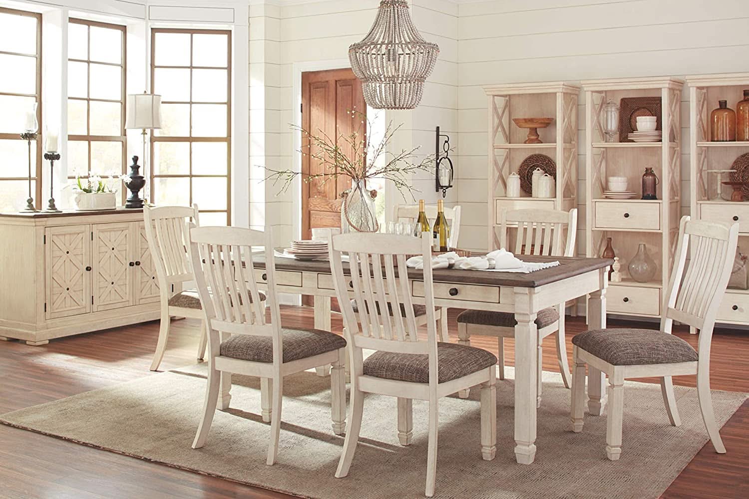 20 Inch Upholstered Dining Chair Antique White Set Of 2