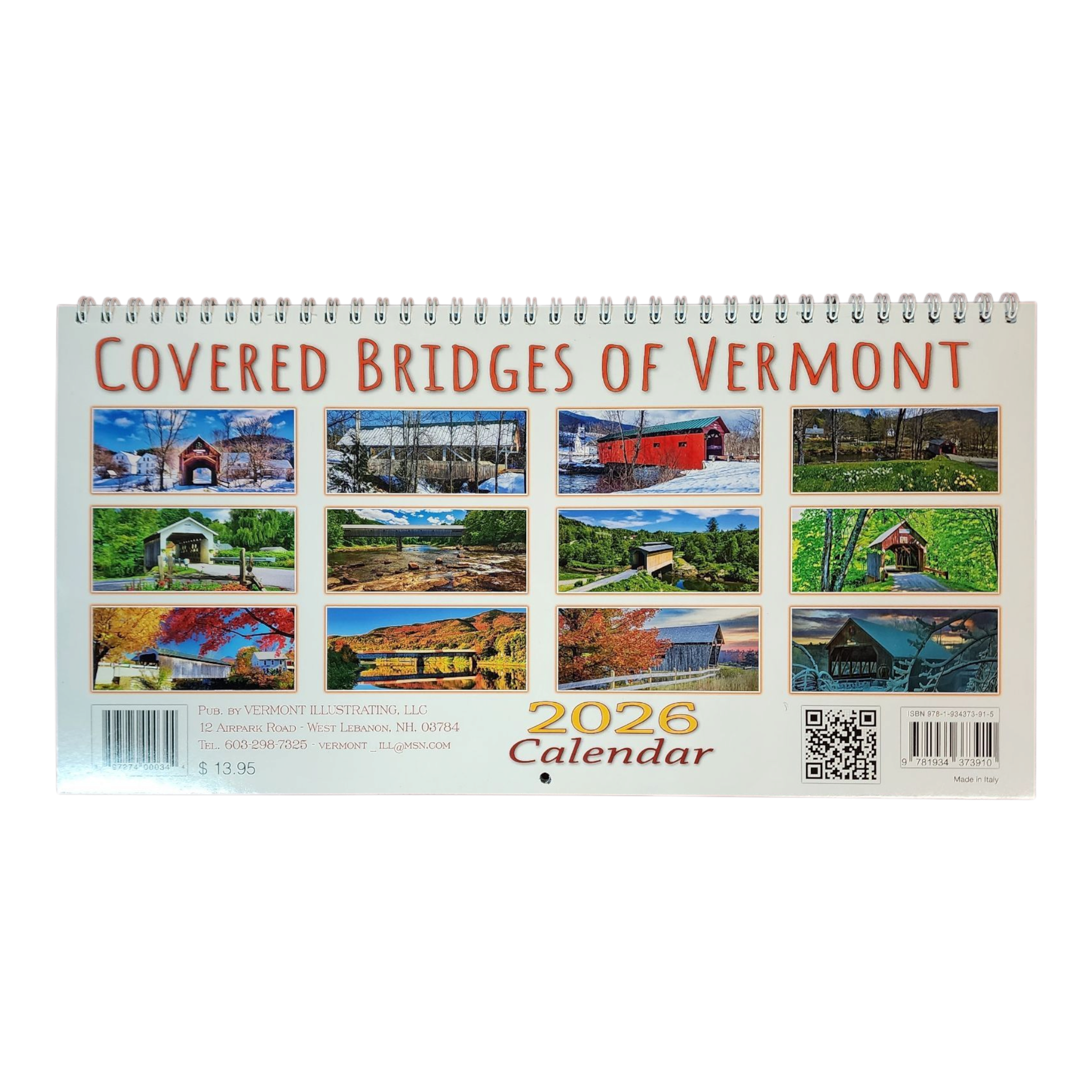 2026 Covered Bridges Panoramic Wall Calendar