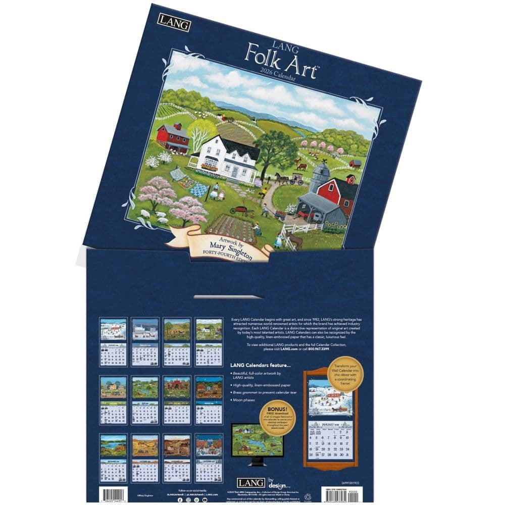 2026 Folk Art Wall Calendar