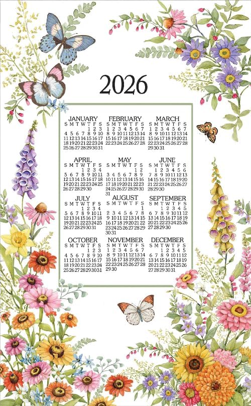 2026 Linen Calendar Towel - Garden Walk