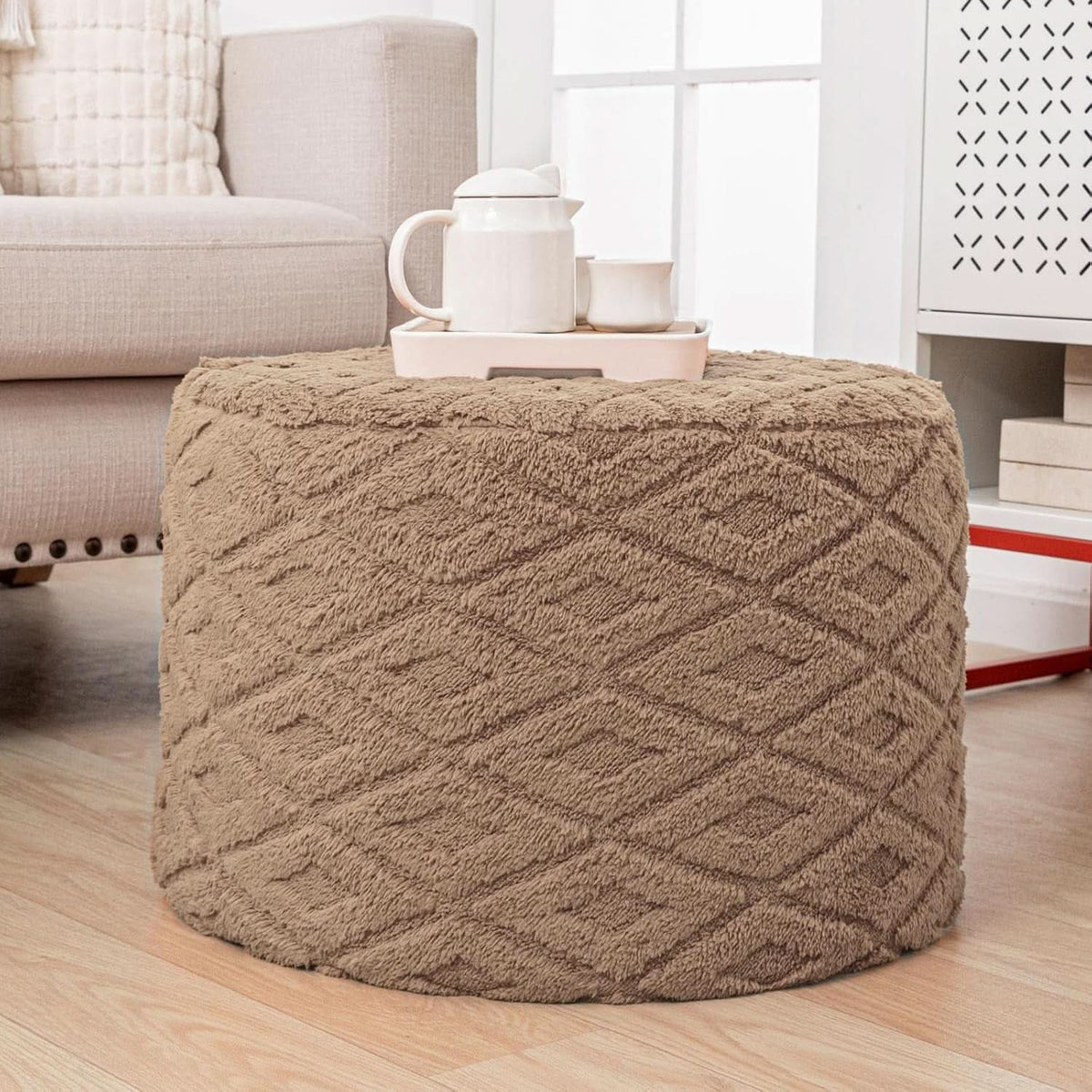 20x14 Inches Light Coffee Ultra Soft Foot Rest Ottoman