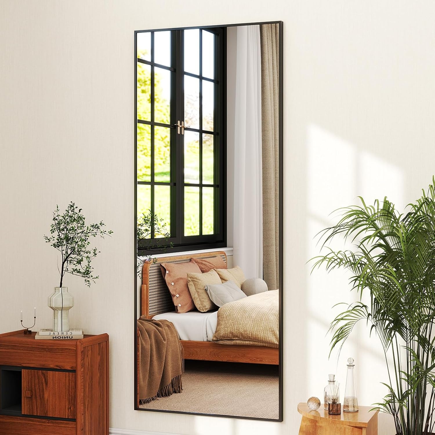 21x56 Inch Full Length Mirror With Black Aluminum Frame