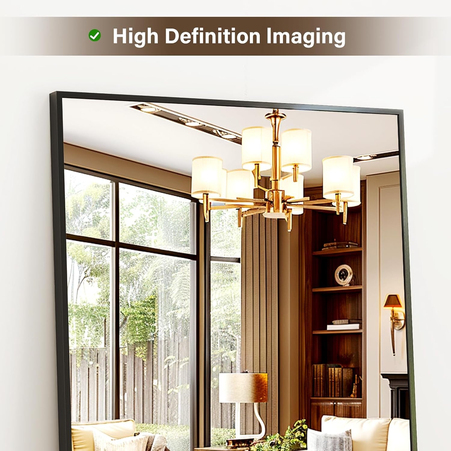 21x56 Inch Full Length Mirror With Black Aluminum Frame