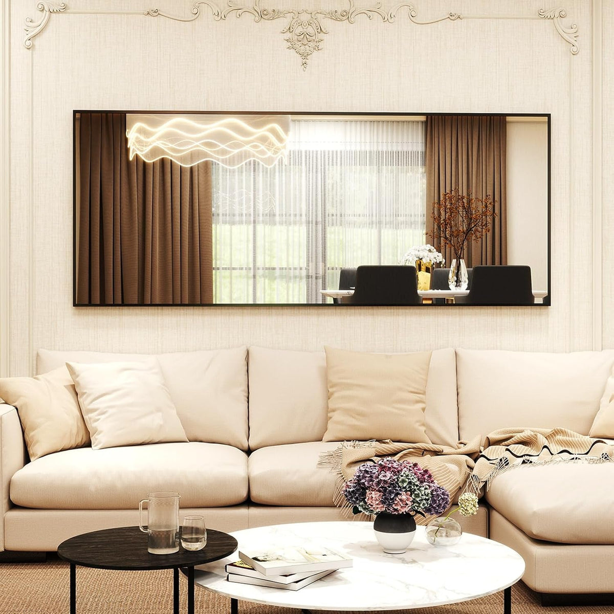 21x56 Inch Full Length Mirror With Black Aluminum Frame