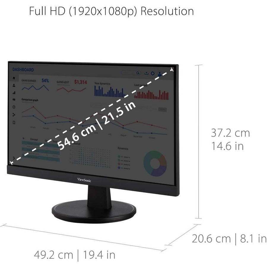 22 Inch 1080p Monitor - ViewSonic VA2247-MH MVA Display | Tecisoft