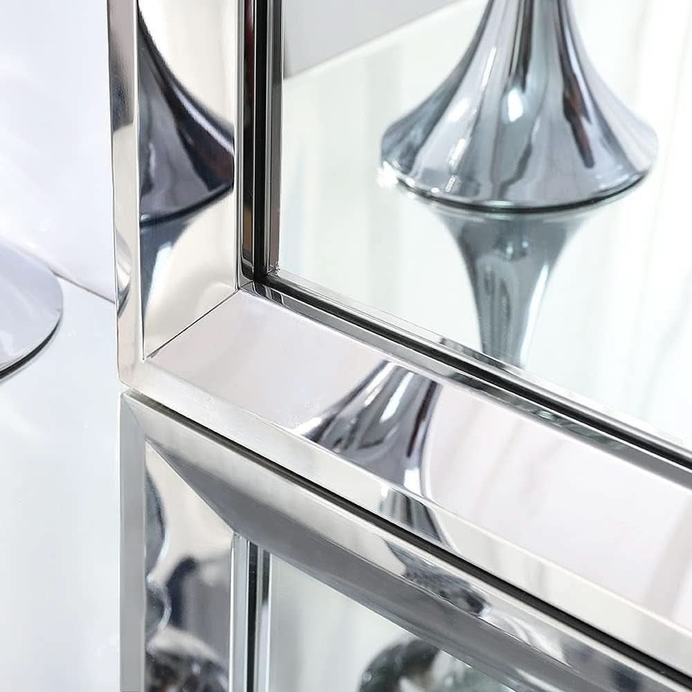 22 Inch By 47 Inch Large Wall Mirror With Angled Beveled Edge And Stainless Steel Frame