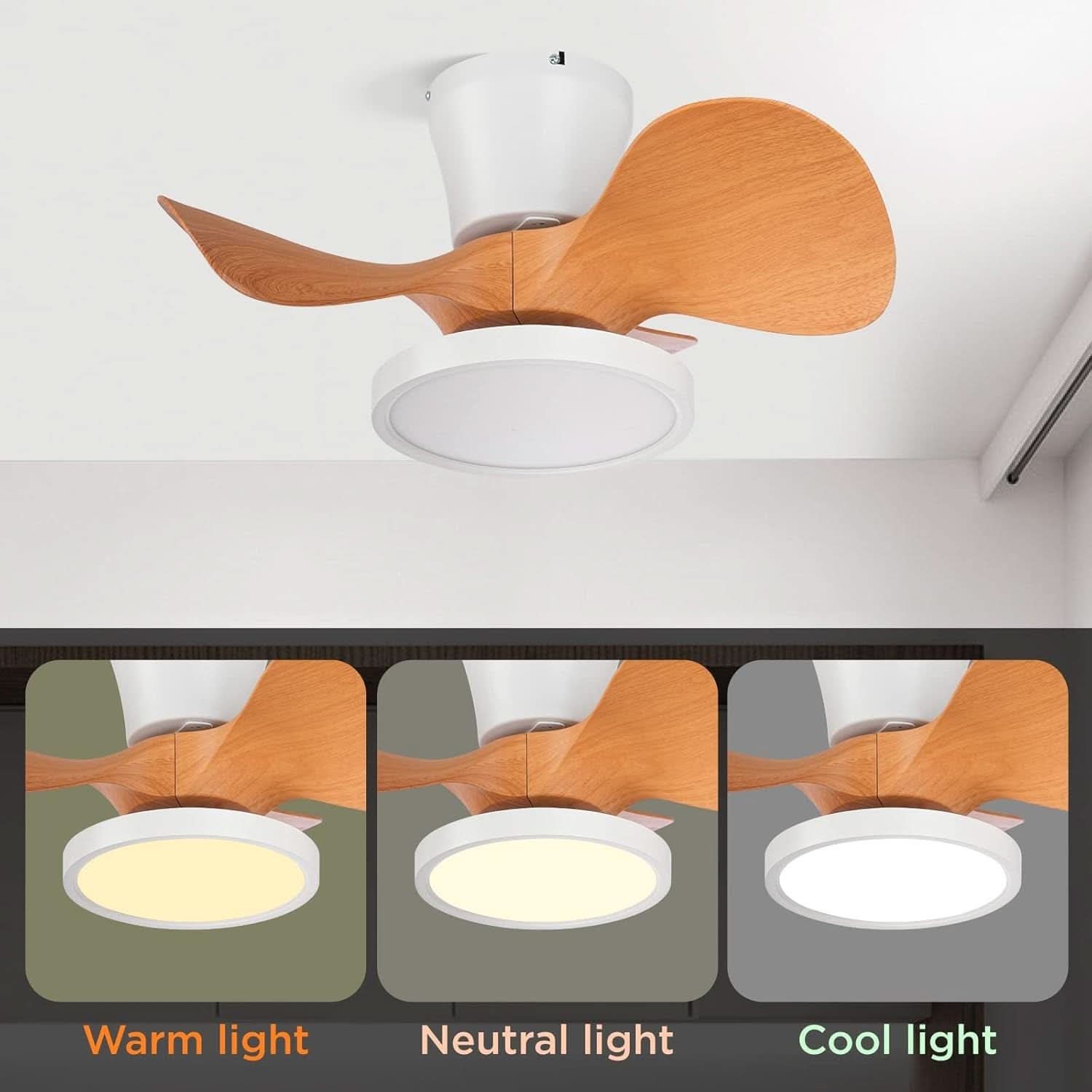 22 Inch Ceiling Fan With LED Light For Kitchen And Bedroom