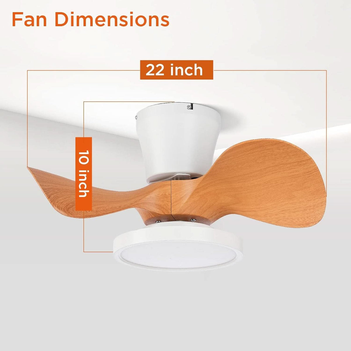 22 Inch Ceiling Fan With LED Light For Kitchen And Bedroom