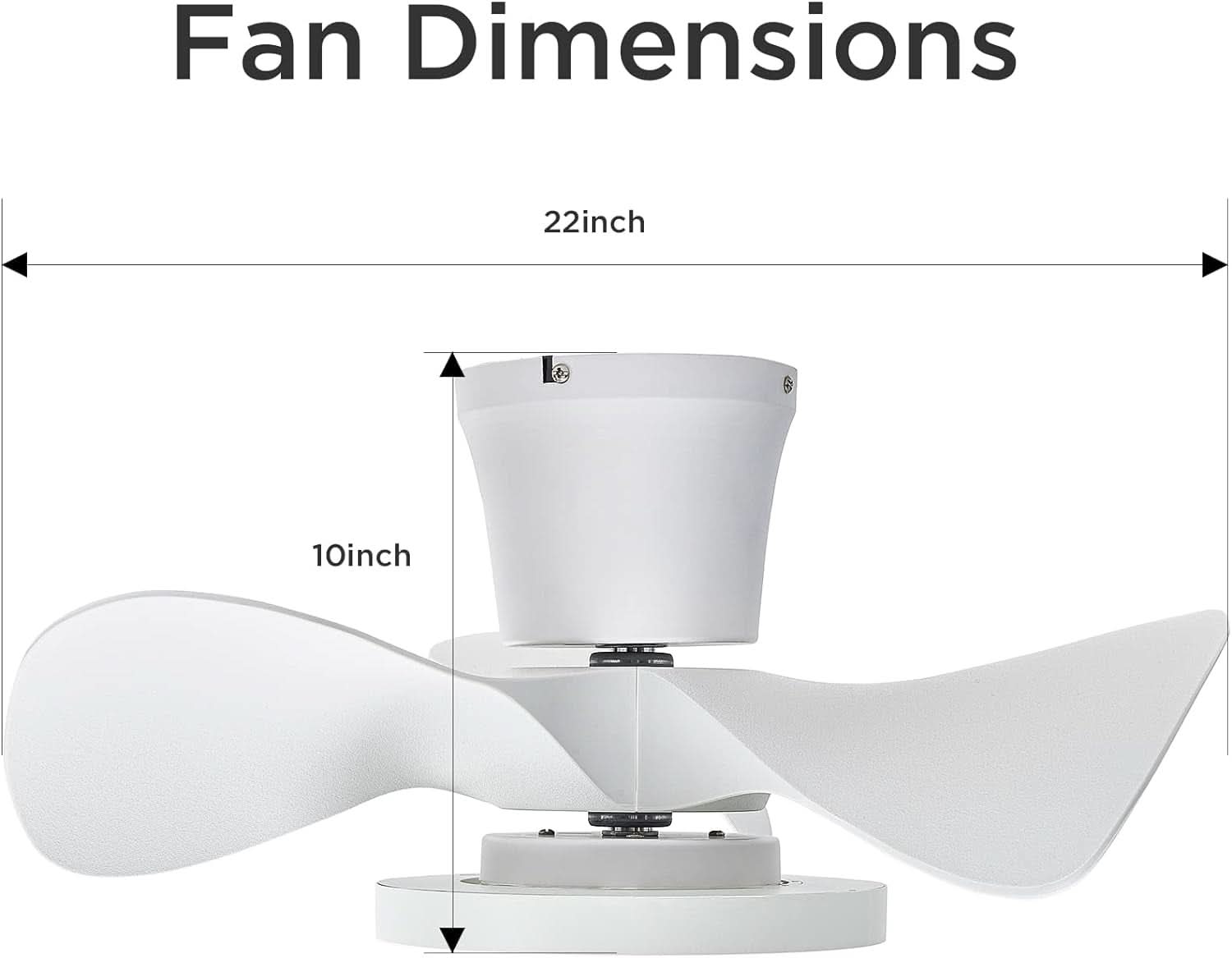 22 Inch Quiet Ceiling Fan With LED Light And Remote Control