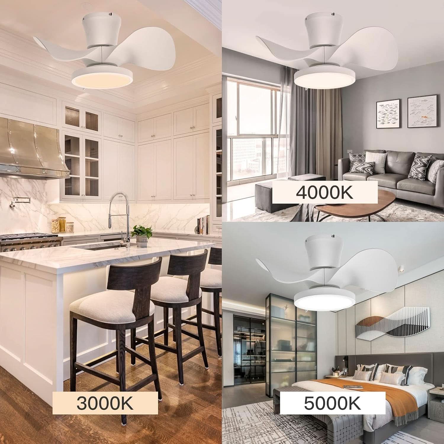22 Inch Quiet Ceiling Fan With LED Light And Remote Control