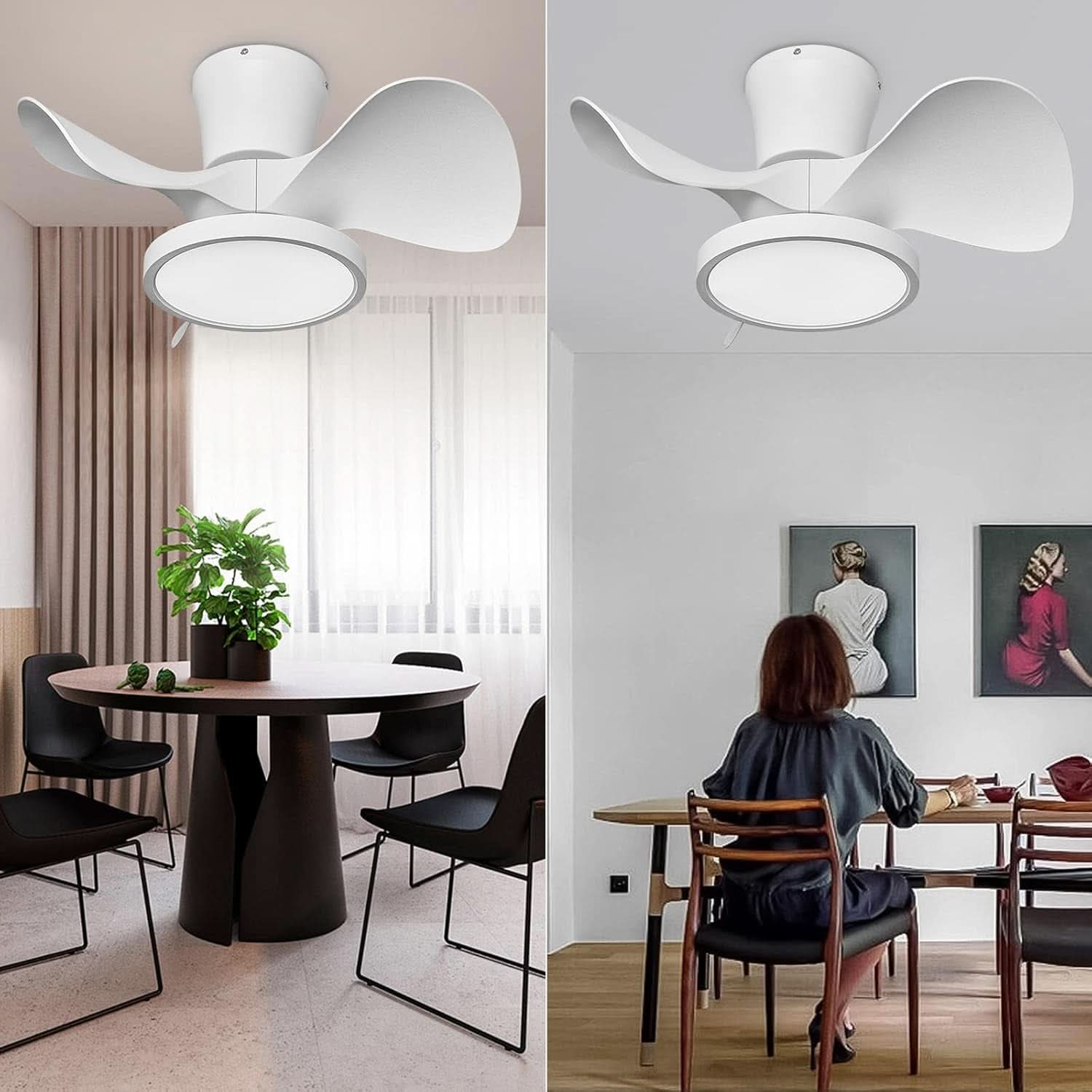 22 Inch Quiet Ceiling Fan With LED Light And Remote Control