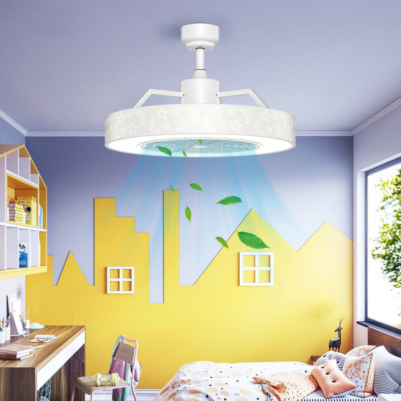 23 Inch Ceiling Fan With LED Light And Remote Control Dimmable Quiet Motor Low Noise