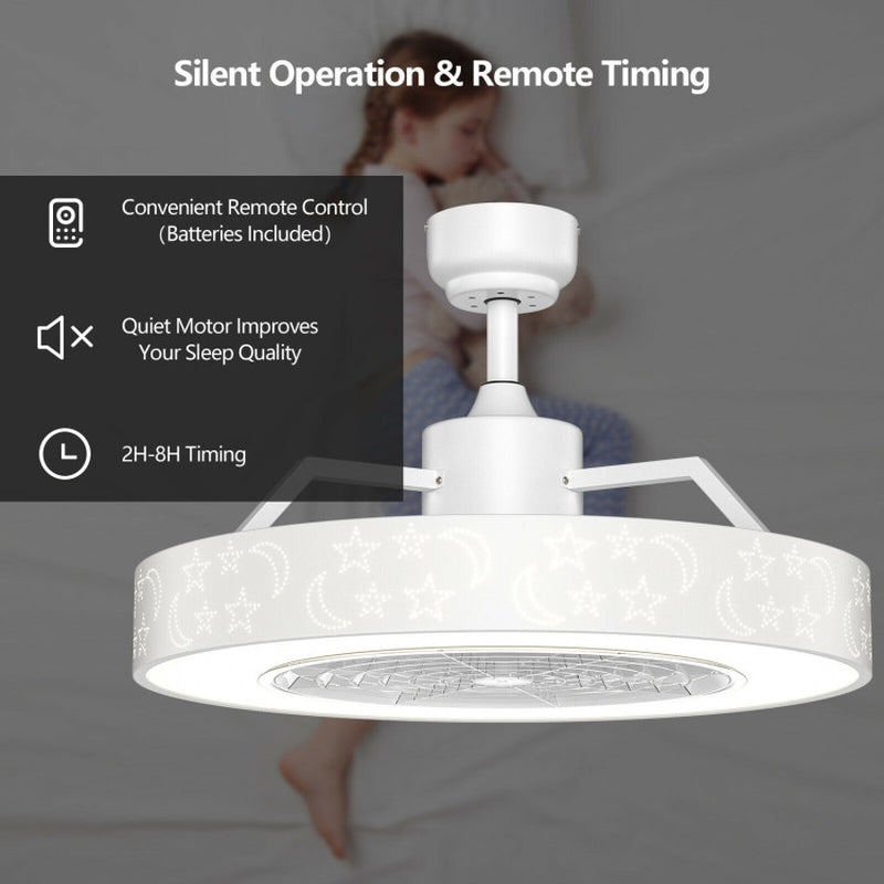 23 Inch Ceiling Fan With LED Light And Remote Control Dimmable Quiet Motor Low Noise