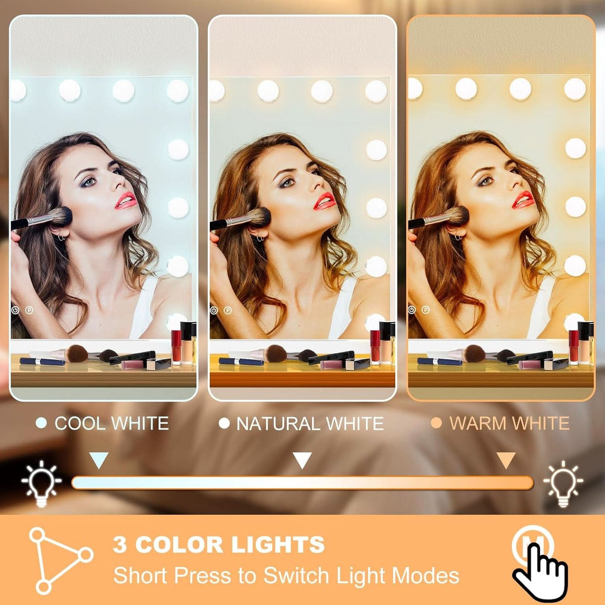 23 Inch Vanity Mirror With Dimmable Lights 10x Magnification