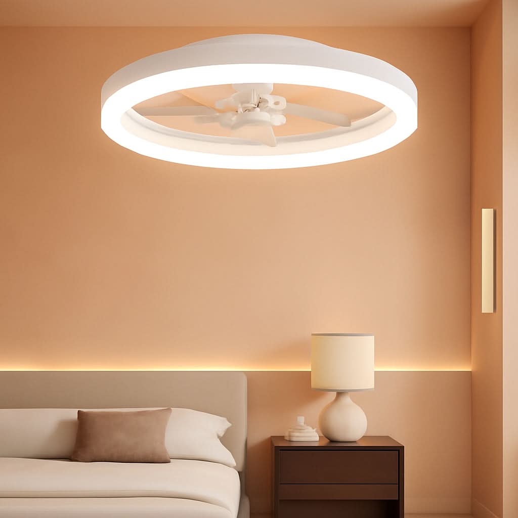 23.6 Inch White Low Profile LED Ceiling Fan Light With Remote Dimmable Color Temperature 3000K To 6500K