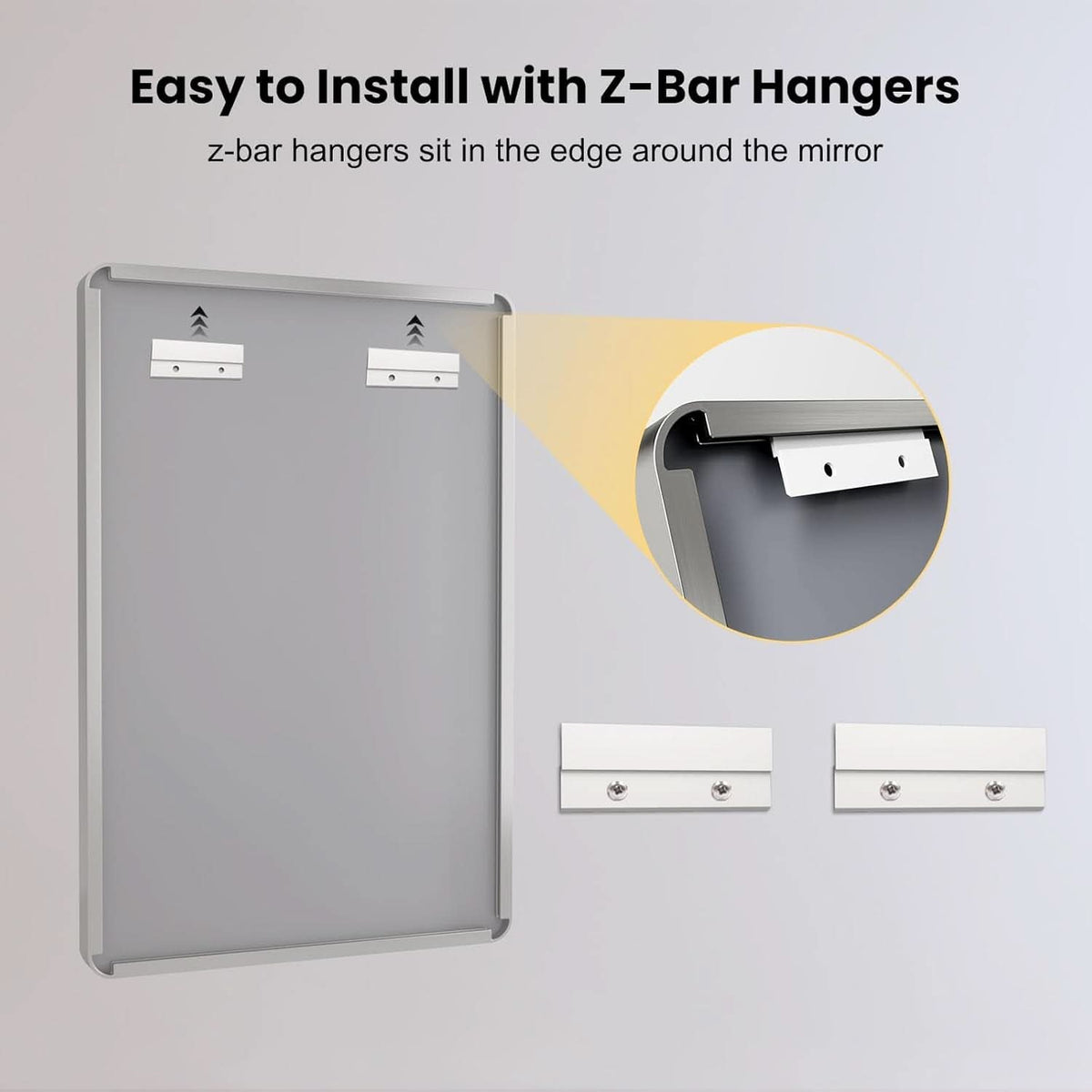 24 By 30 Inch Brushed Nickel Wall Mounted Bathroom Mirror Hangs Horizontally Or Vertically