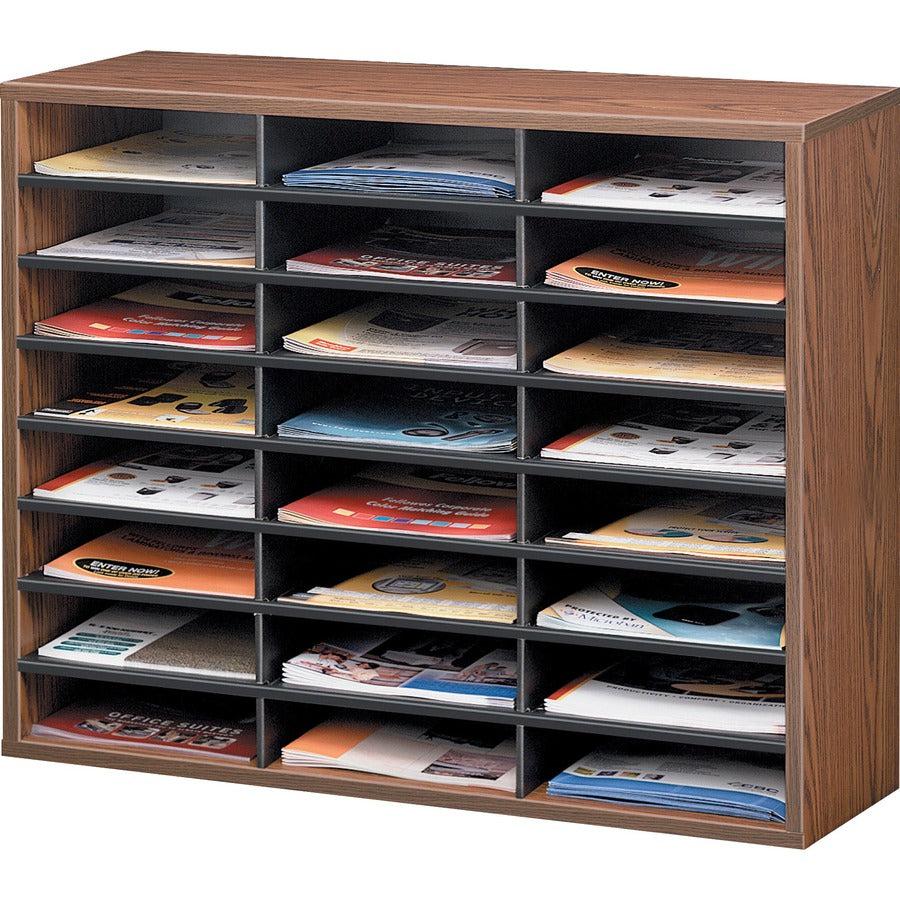 24 Compartment Literature Organizer Medium Oak Professional Office Storage - Fellowes | TecISoft 25043