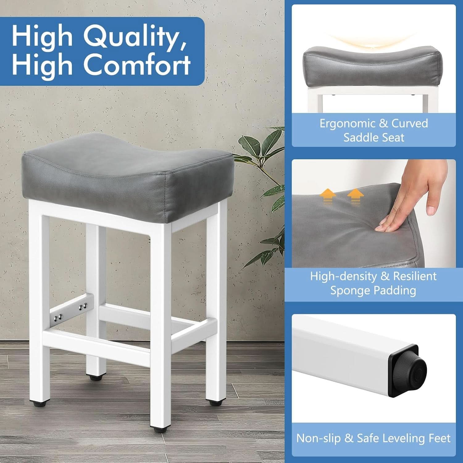 24 Inch Counter Height Bar Stools Set Of 2 Bonded Leather