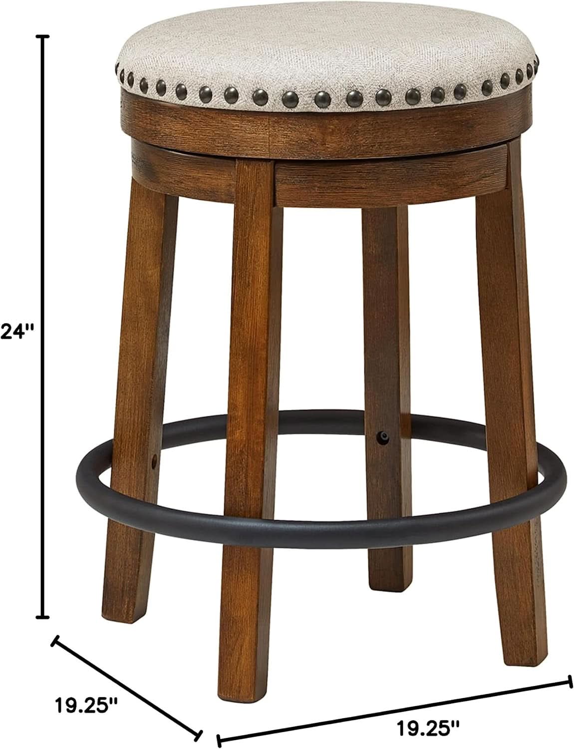 24 Inch Counter Height Swivel Bar Stool Brown And Black