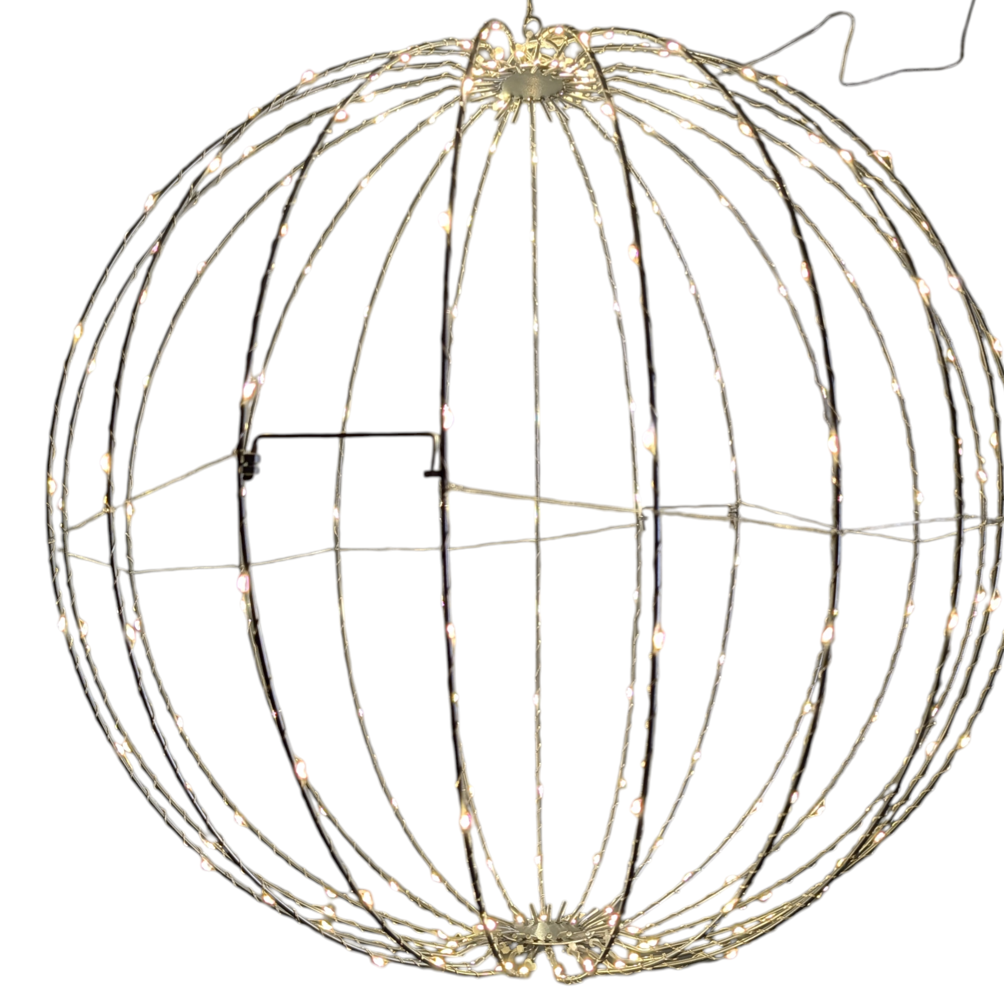 24 Inch Electric Foldable Metal Sphere With 220 Warm White Micro Led Lights
