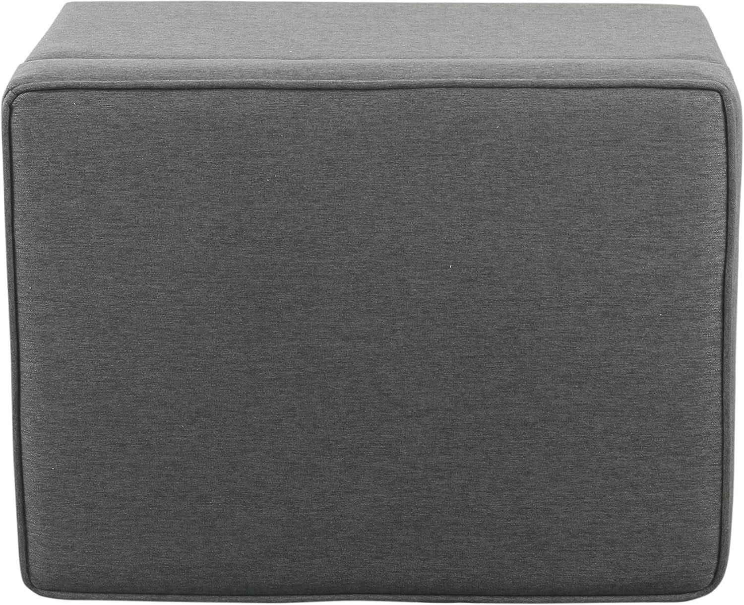 24 Inch Gray Fabric Hidden Storage Ottoman With Hinged Lid