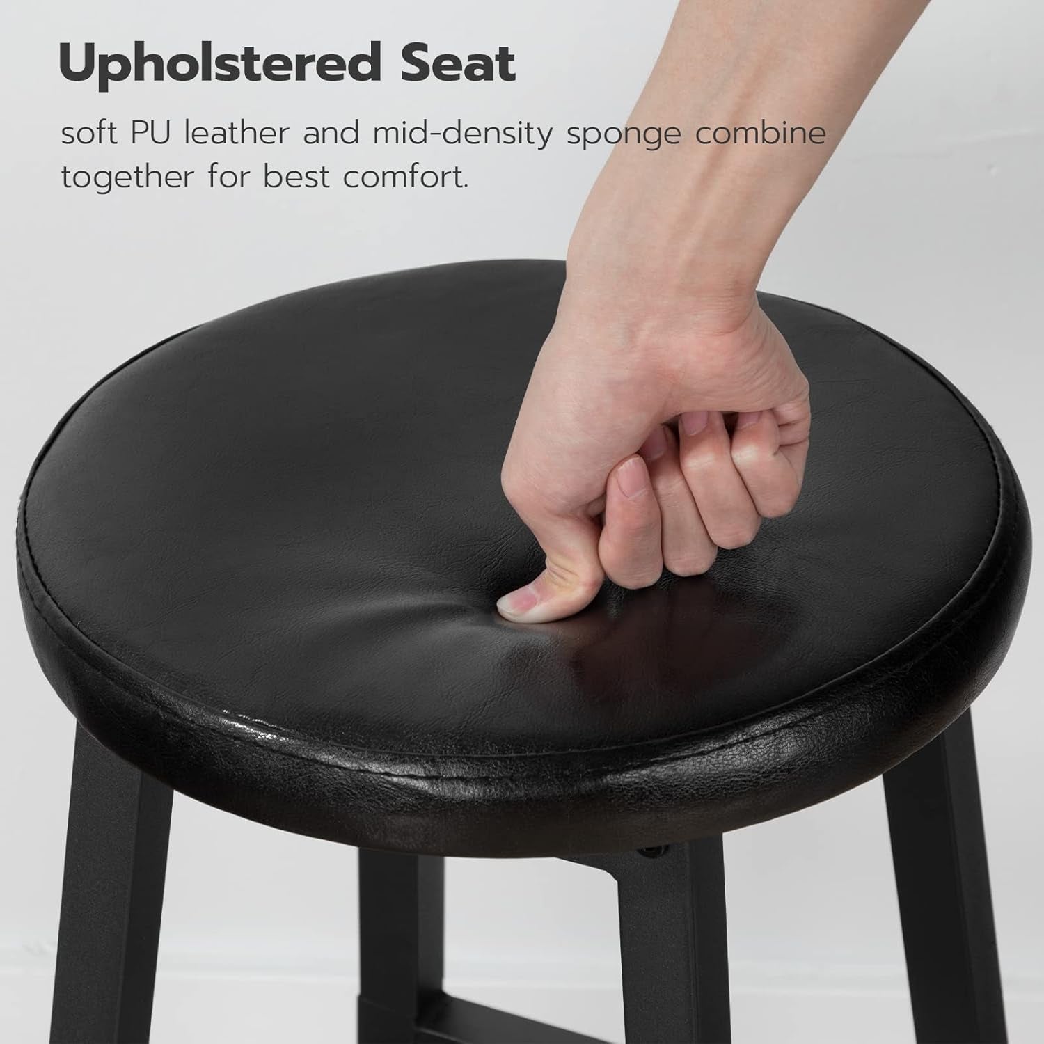 24 Inch PU Upholstered Bar Stools Set with Footrest