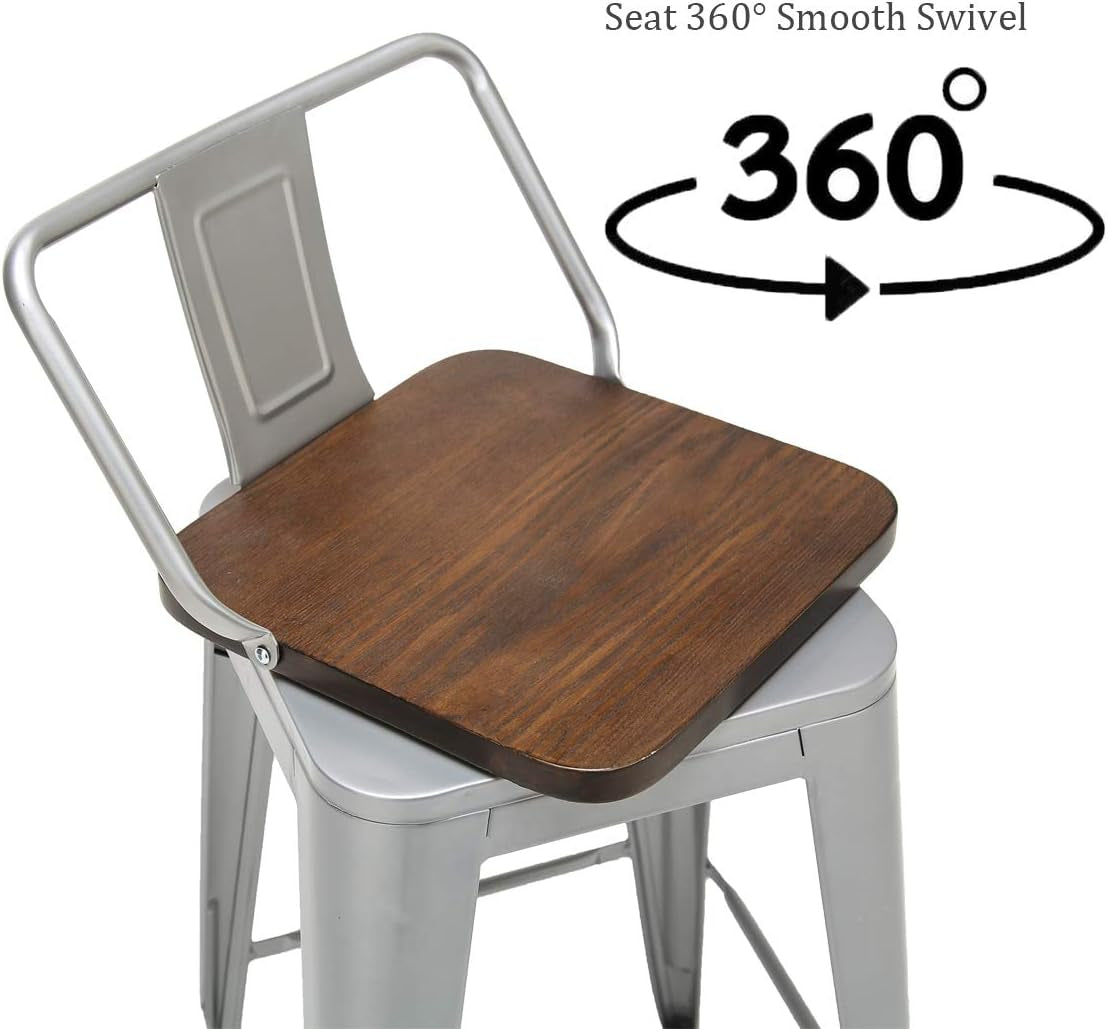 24 Inch Swivel Bar Stools Set Of 4 Counter Height Industrial For Kitchen Island Home