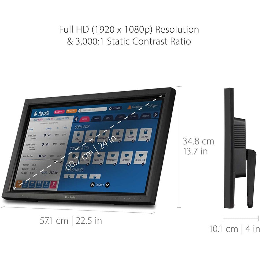 24 Inch Touch Screen Monitor - ViewSonic TD2423D 10-Point IR Multi-Touch | TecISoft