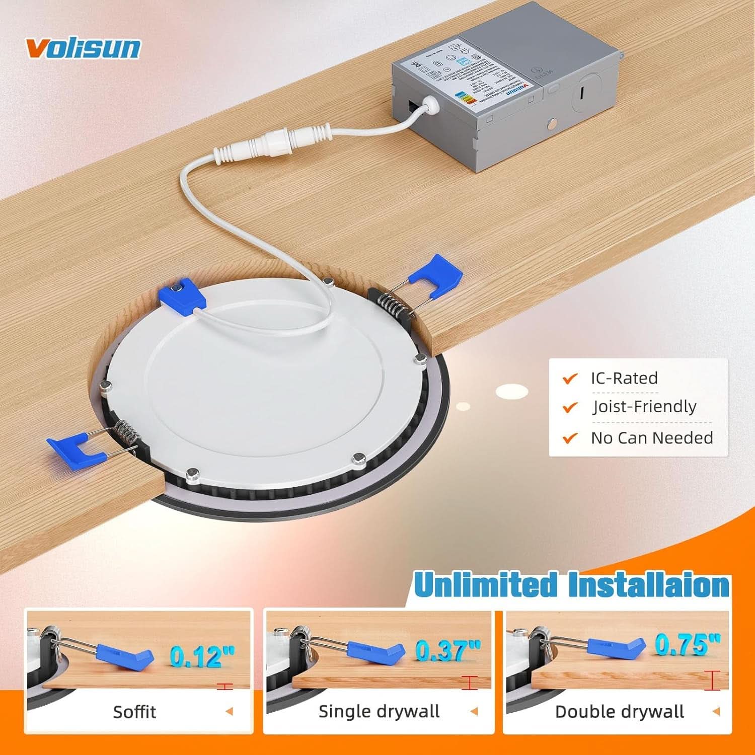 24 Pack 5CCT LED Recessed Downlights Canless Wafer Dimmable ETL Certified 2700K To 5000K