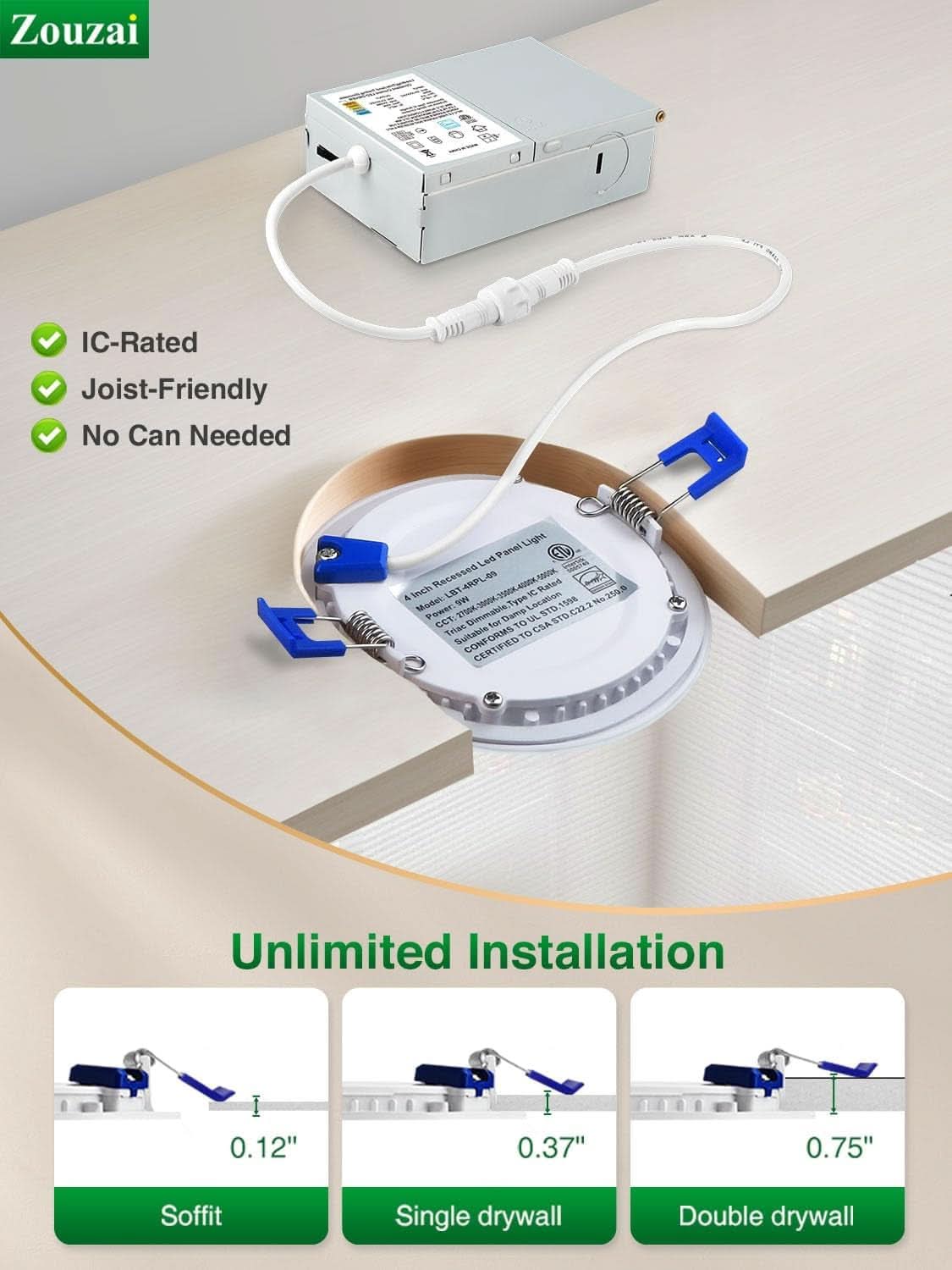24 Pack 6 Inch LED Recessed Ceiling Light With Junction Box 5CCT Adjustable Dimmable Downlight