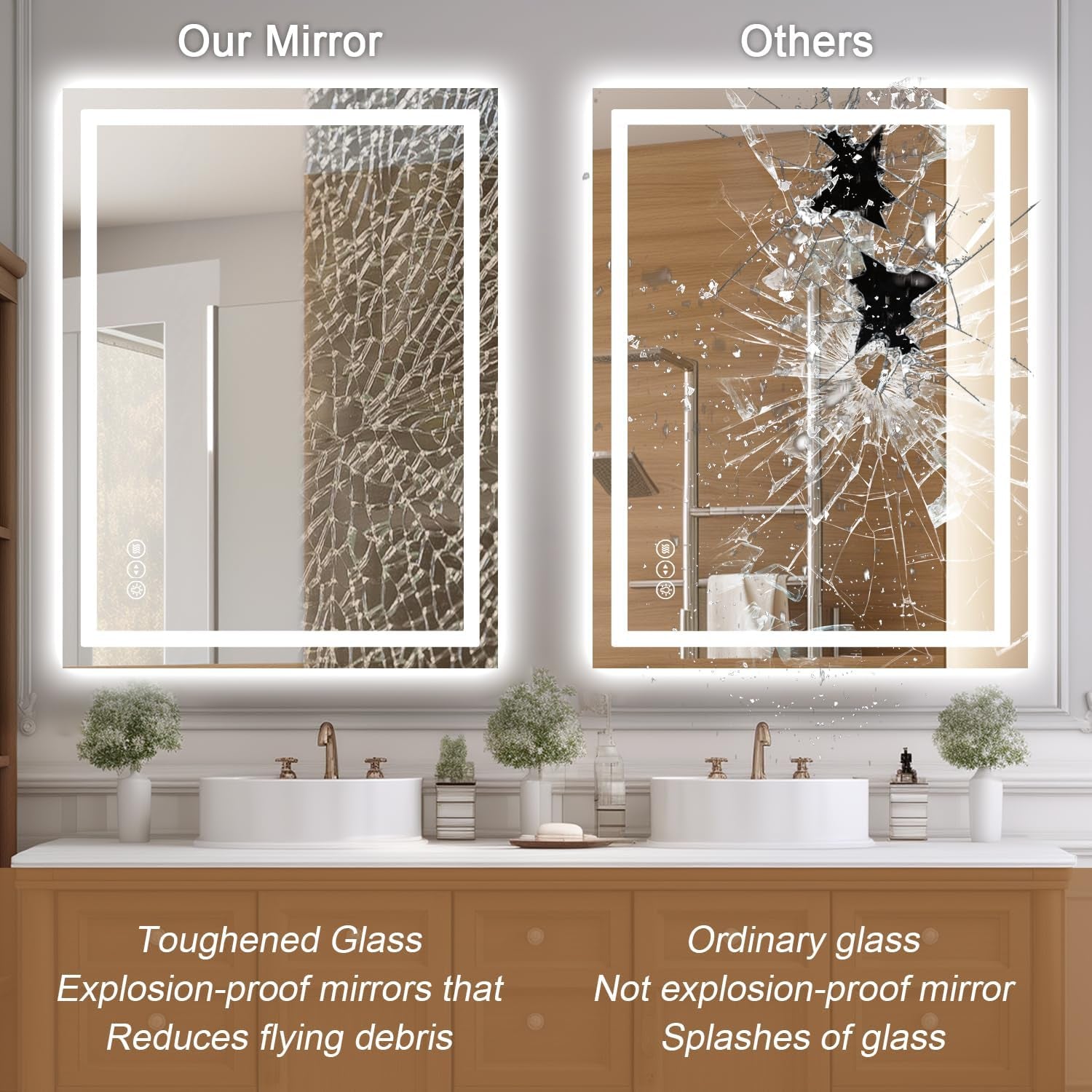 24 x 32 Inch LED Bathroom Mirror Anti Fog Dimmable