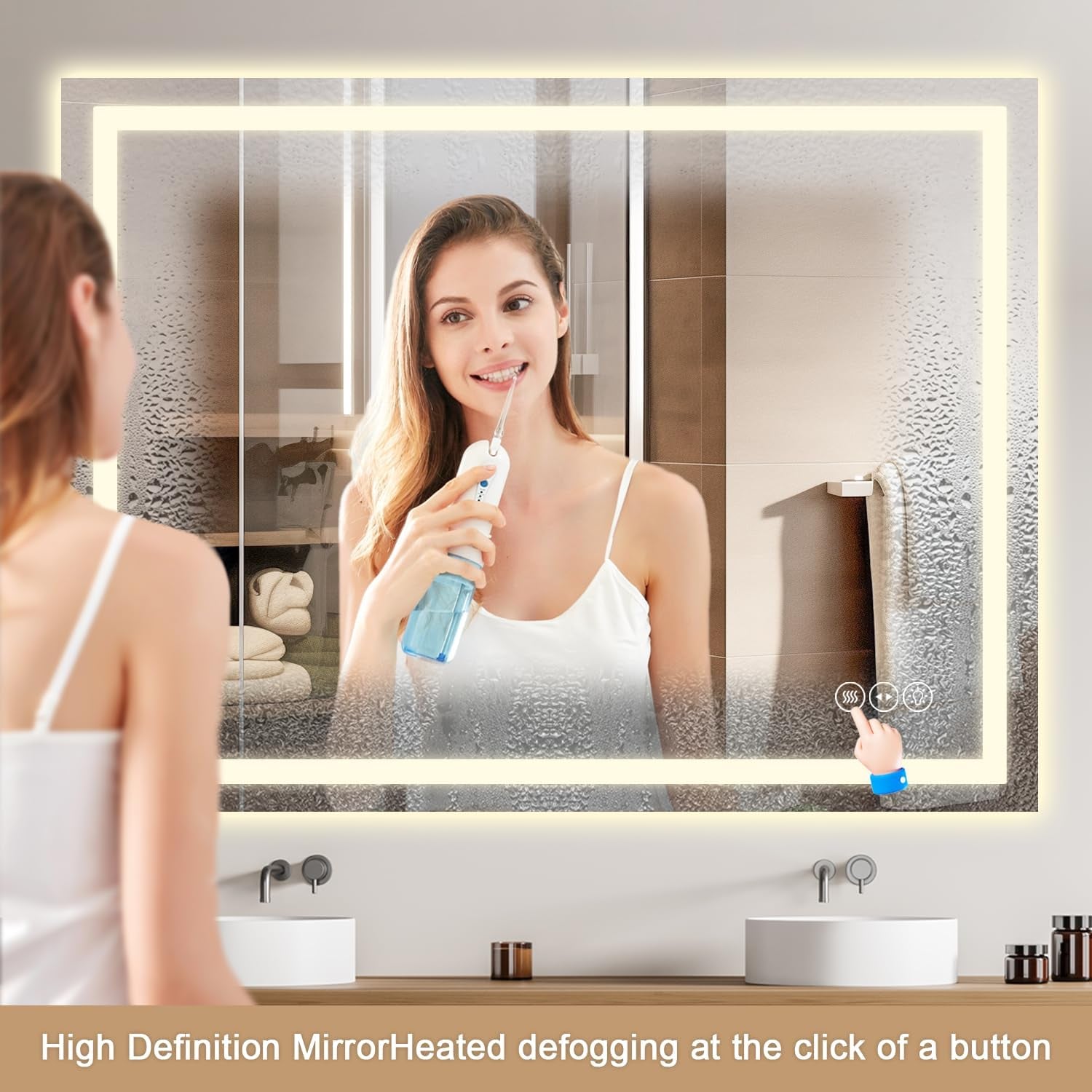 24 x 32 Inch LED Bathroom Mirror Anti Fog Dimmable