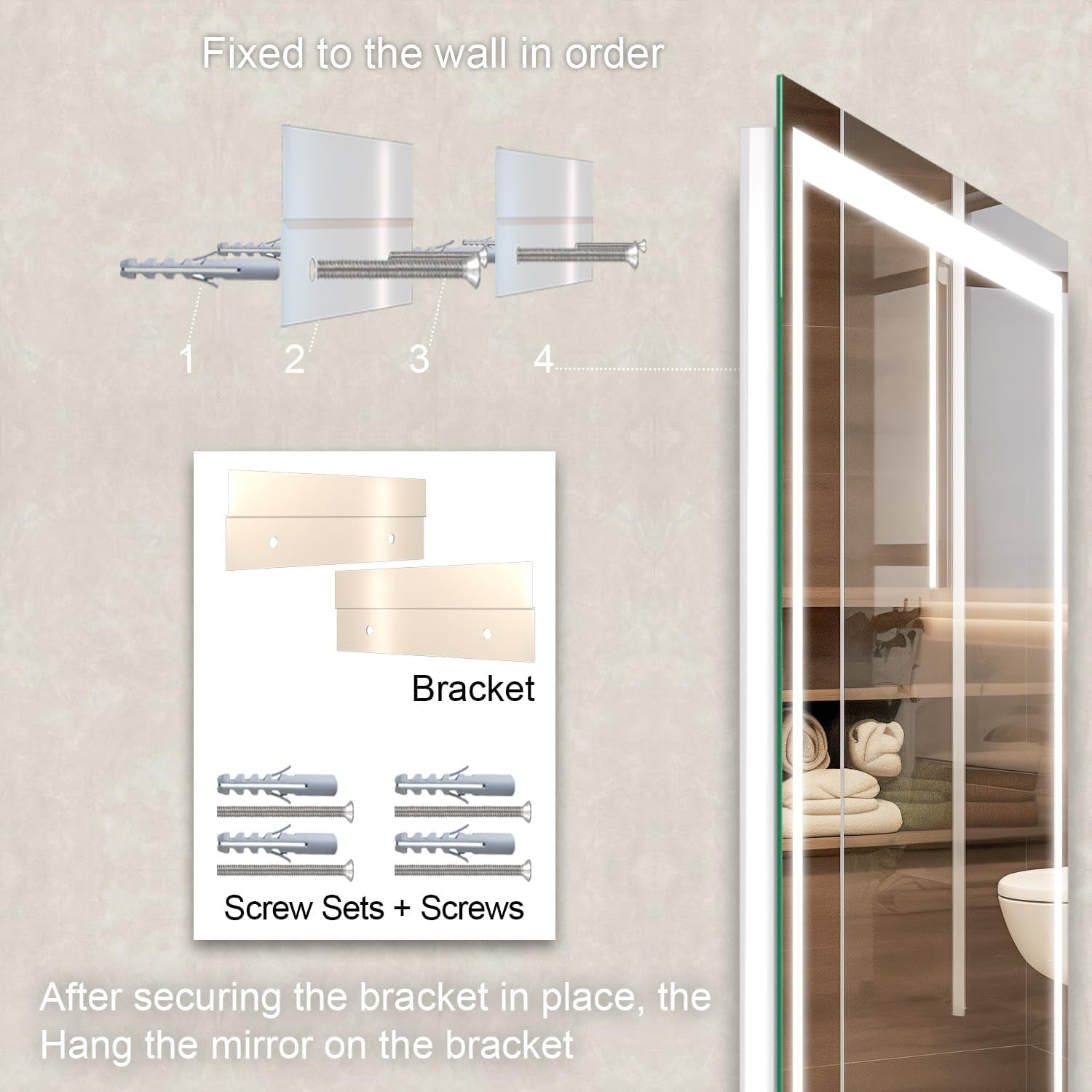 24 x 32 Inch LED Bathroom Mirror Anti Fog Dimmable