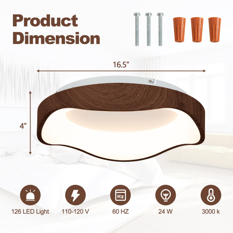 24W Modern LED Ceiling Light With Wood Pattern For Living Room Energy Efficient Lighting