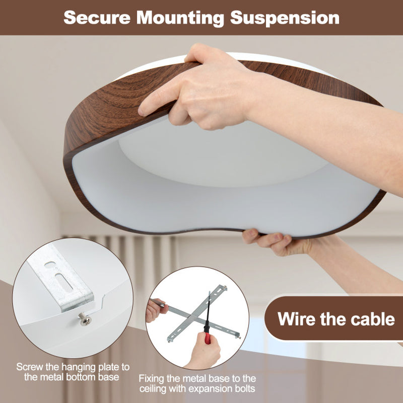 24W Modern LED Ceiling Light With Wood Pattern For Living Room Energy Efficient Lighting