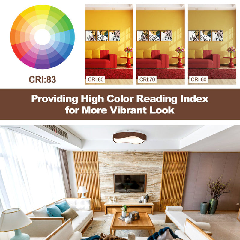 24W Modern LED Ceiling Light With Wood Pattern For Living Room Energy Efficient Lighting