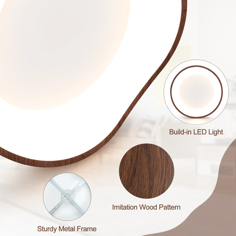 24W Modern LED Ceiling Light With Wood Pattern For Living Room Energy Efficient Lighting