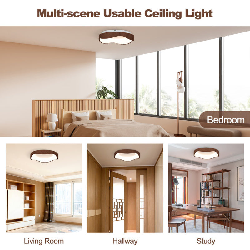 24W Modern LED Ceiling Light With Wood Pattern For Living Room Energy Efficient Lighting