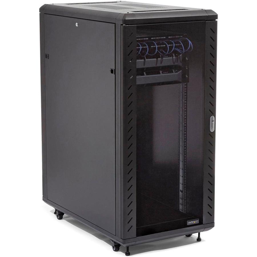25U Server Rack Cabinet - StarTech 4-Post Lockable 19" Data Center Enclosure | TechSoft RK2536BKF