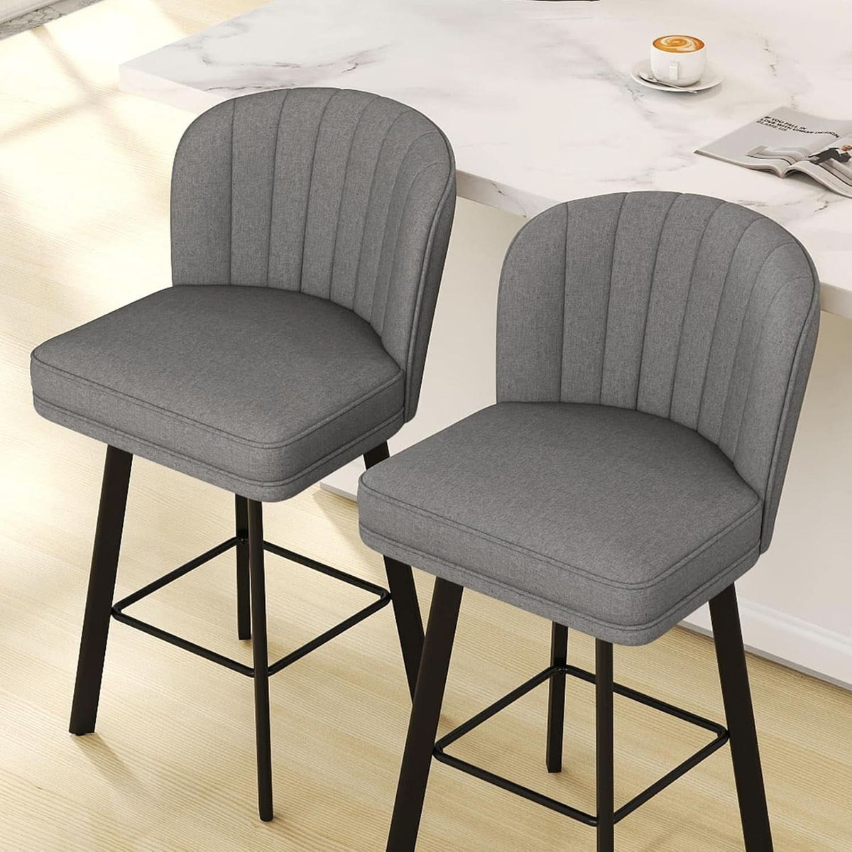 26 Counter Height Bar Stools Set Of 3 Gray Faux Leather