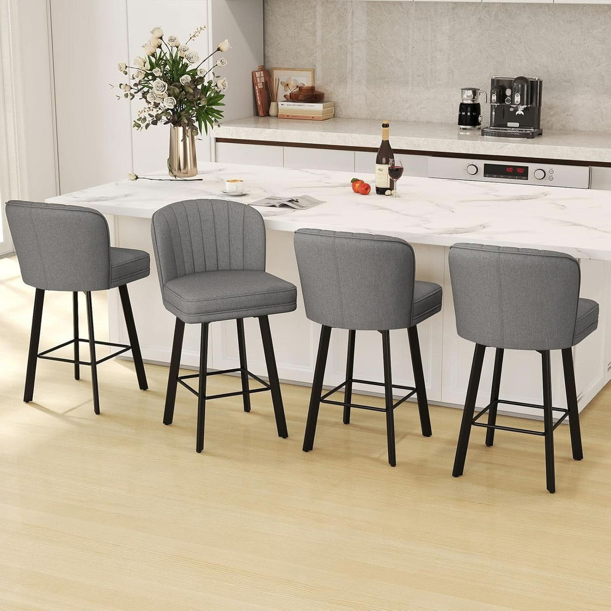 26 Counter Height Bar Stools Set Of 3 Gray Faux Leather