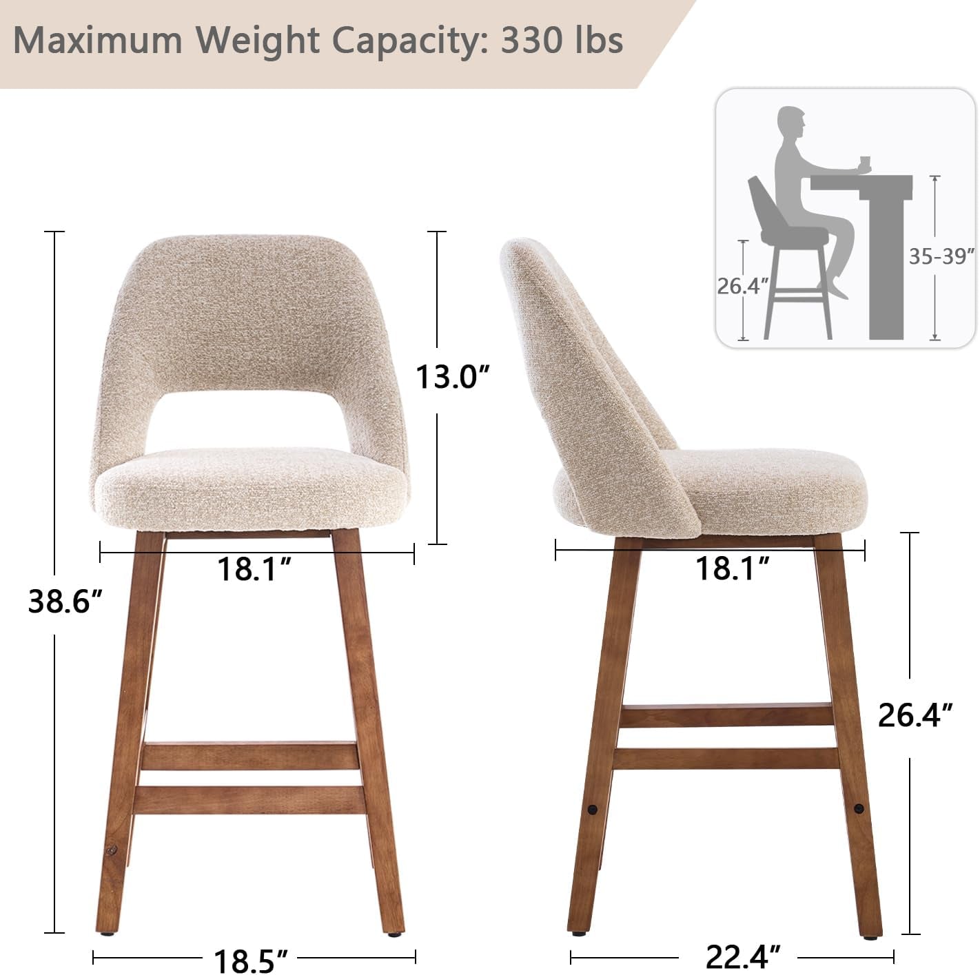 26 Inch Counter Height Bar Stools Set Of 4 In Oatmeal