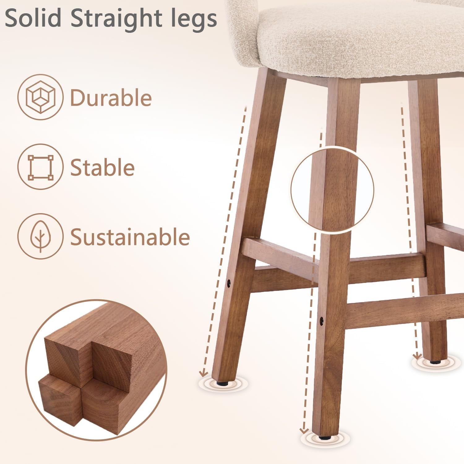 26 Inch Counter Height Bar Stools Set Of 4 In Oatmeal