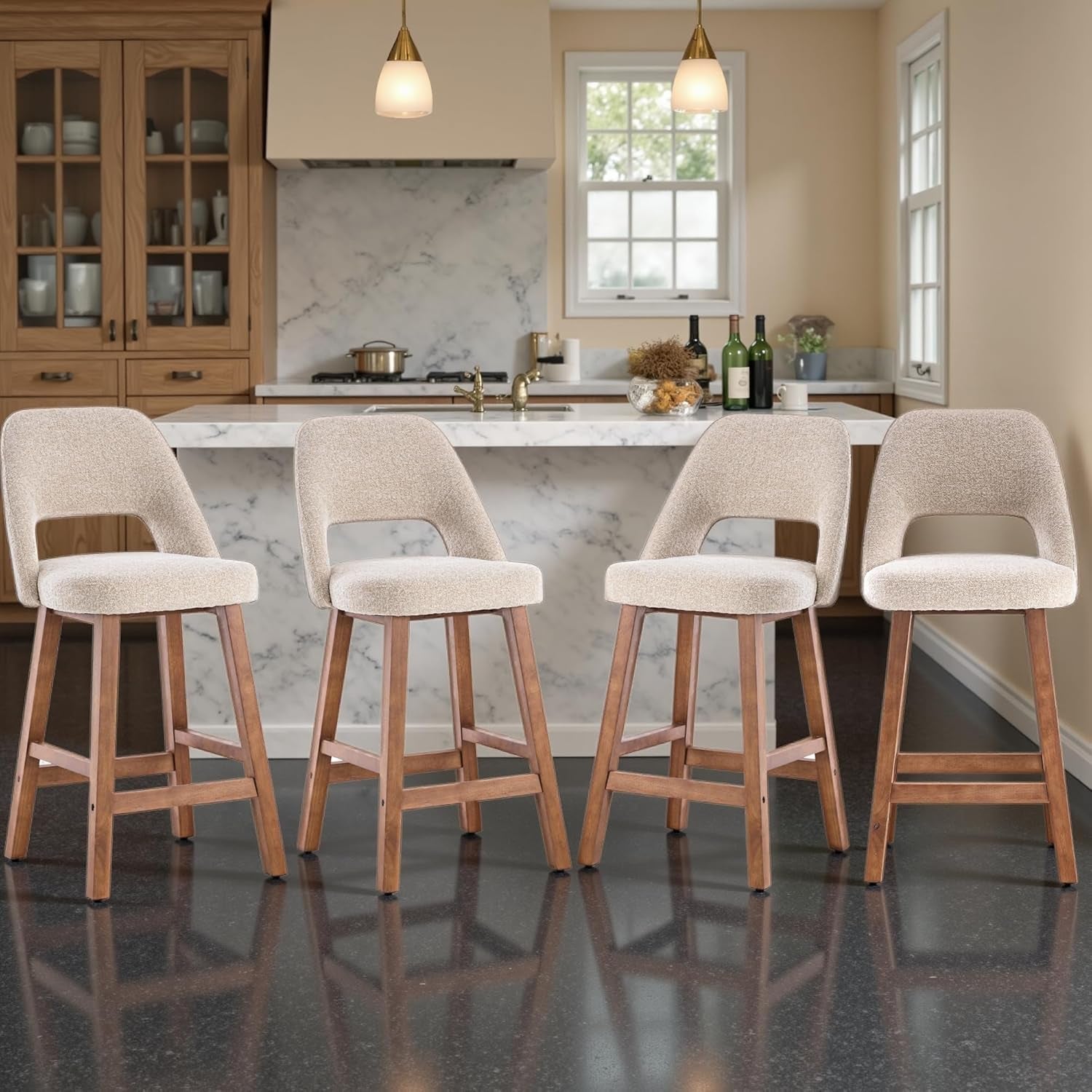 26 Inch Counter Height Bar Stools Set Of 4 In Oatmeal