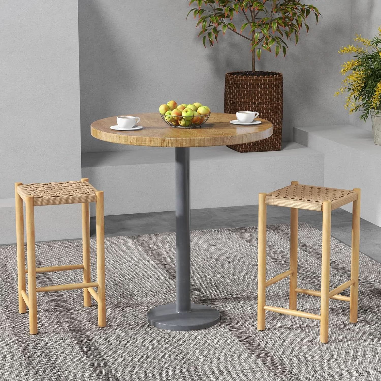 26 Inch Counter Height Wood Bar Stools Set of Two