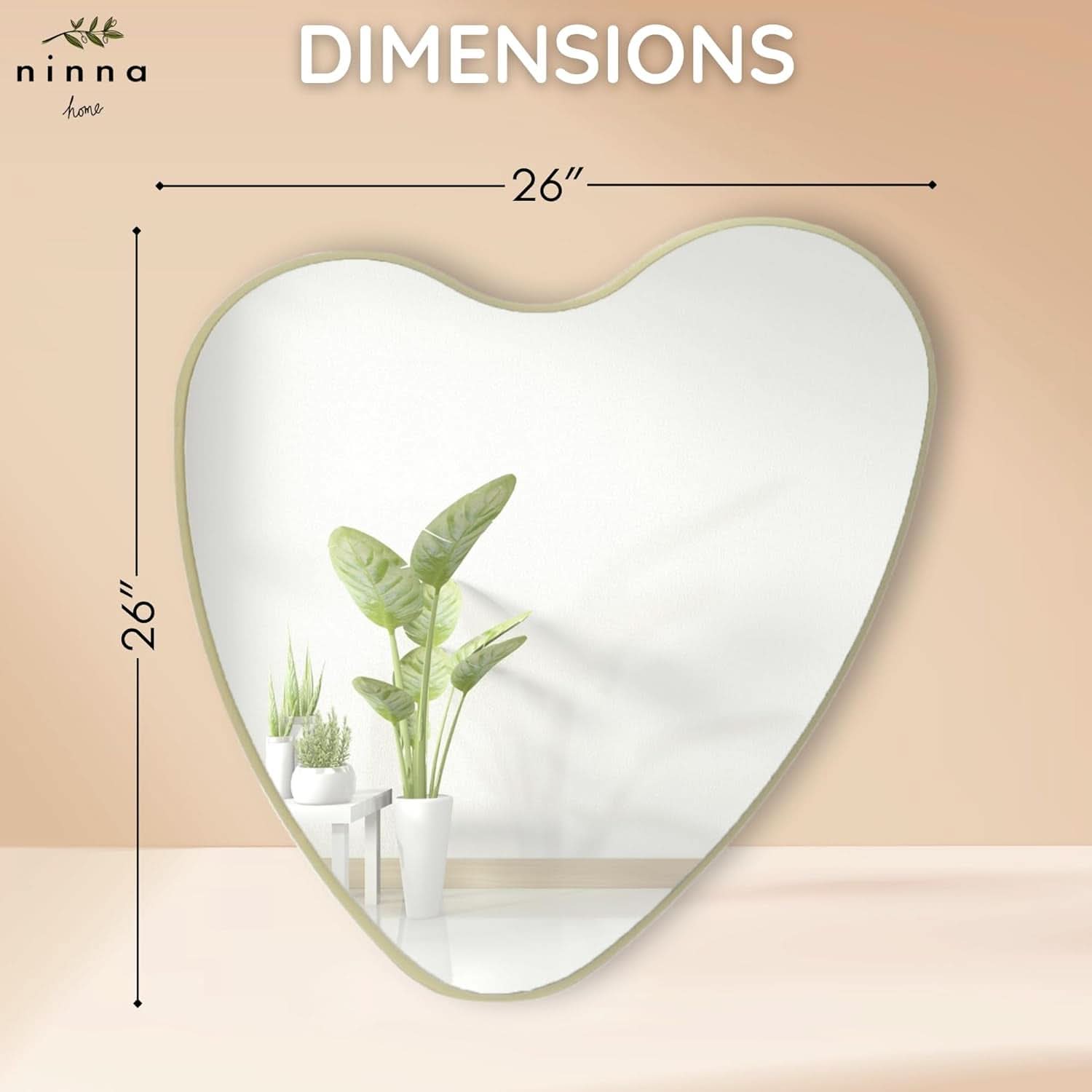 26 Inch Irregular Heart Wall Mirror For Home Decor